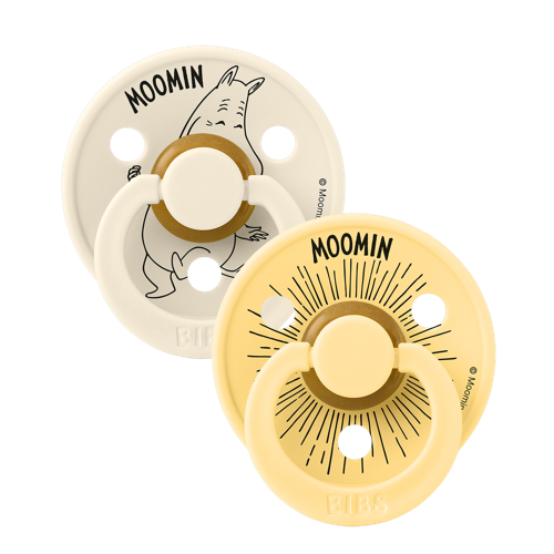 BIBS - Moomins Pacifier Colour Moomintroll 2 PACK - Ivory/Pale Butter - Size 2
