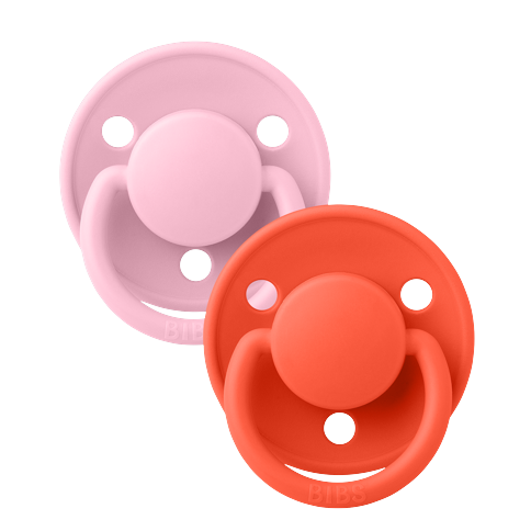 BIBS - Pacifier De Lux 2 PACK Silicone - Baby Pink/Tango - Onesize
