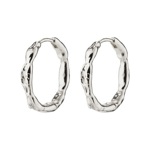 PILGRIM - EDDY Organic Shaped Medium Hoops - Silver-Plated - 18 mm