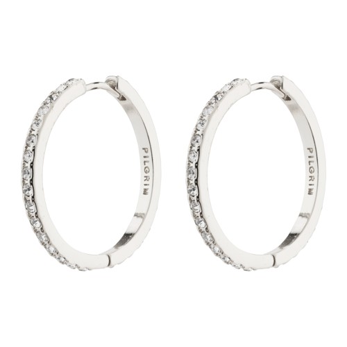 PILGRIM - EBNA Maxi Crystal Hoops - Silver Plated - 26 mm