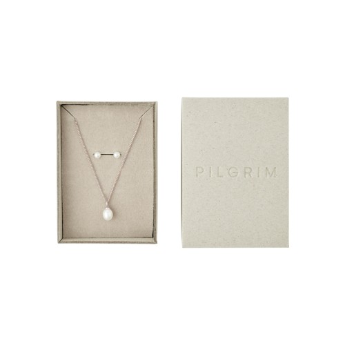 PILGRIM - EVENA Gift Set, Necklace & Earstuds - Silver-Plated