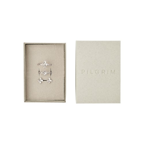PILGRIM - SANINE Gift Set, Rings & Earstuds - Silver-Plated