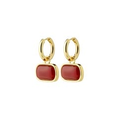 PILGRIM - NOW Earrings - Gold-Plated/Red - 30 mm
