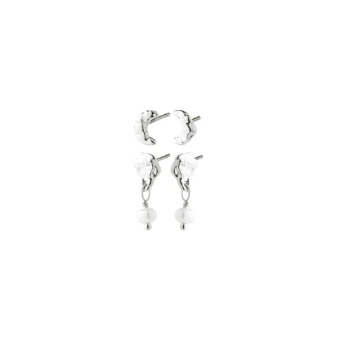 PILGRIM - ORYTH Earrings 2-in-1 Set - Silver Plated - 7 mm / 15 mm