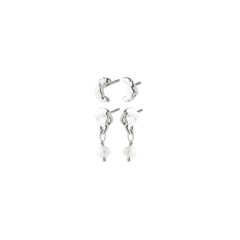 PILGRIM - ORYTH Earrings 2-in-1 Set - Silver Plated - 7 mm / 15 mm