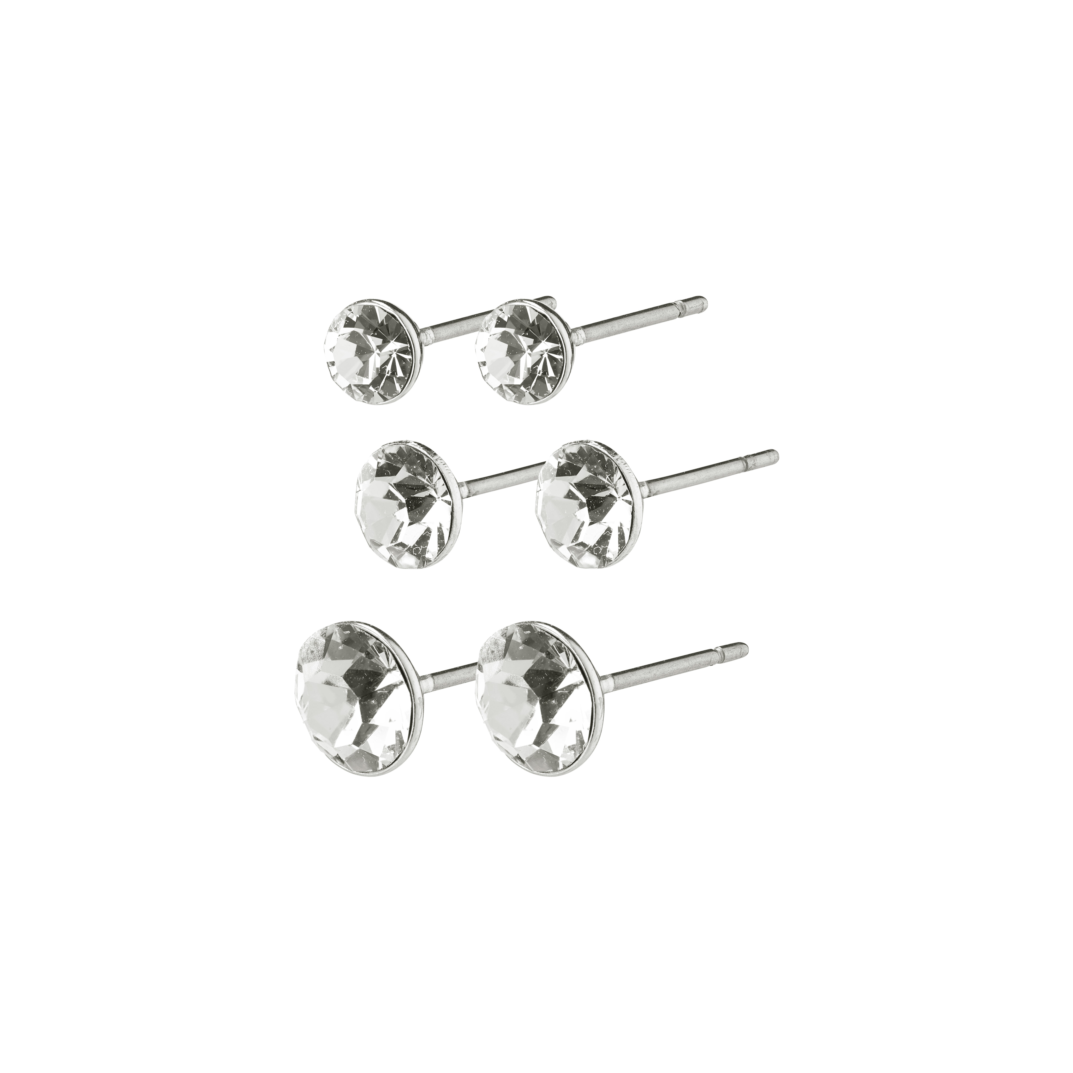 Millie 3-Pack Earrings Crystal Silver-Plated
