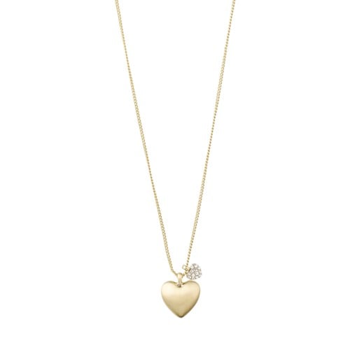 PILGRIM - SOPHIA Heart Pendant Necklace - Gold Plated - 40 cm + 9 cm