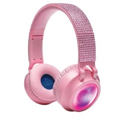 Lexibook - Faltbare 2-in-1-Bluetooth-Kopfhörer in rosa Strass-Optik mit sicherer Lautstärkebegrenzung