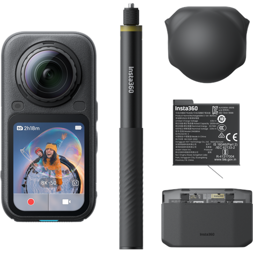 Insta360 - X6 Bundle 8K 360° Actionkamera - Extra Batteri & Selfiepinne