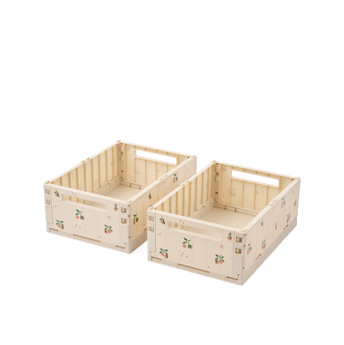 Liewood - Weston Printed Storage Box - Peach / Sea Shell - M, 2-pack
