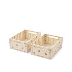 Liewood - Weston Printed Storage Box - Peach / Sea Shell - M, 2-pack