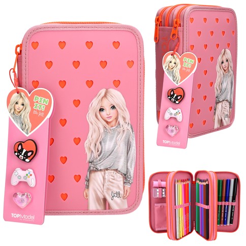 Topmodel - Trippel Pennal m/silicone charms PIN IT