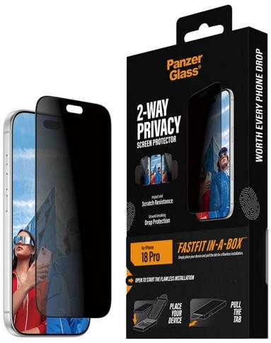 PanzerGlass - 2-Way Privacy Screen Protector iPhone 18 Pro Ultra-Wide Fit - FASTFIT IN-A-BOX
