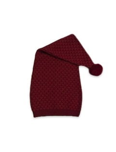 Smallstuff - Pixie hat with red hearts - Deep, dark red - 3-5 years