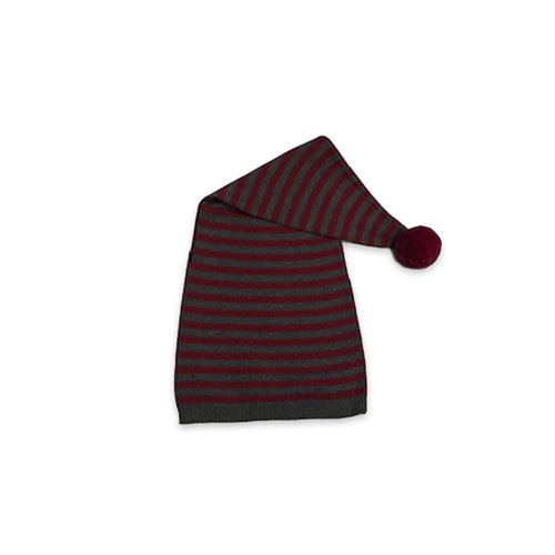 Smallstuff - Pixie Hat, Stripes - Dark Red and Grey - 0-1 Years