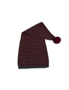 Smallstuff - Pixie Hat, Stripes - Dark Red and Grey - 1-2 Years