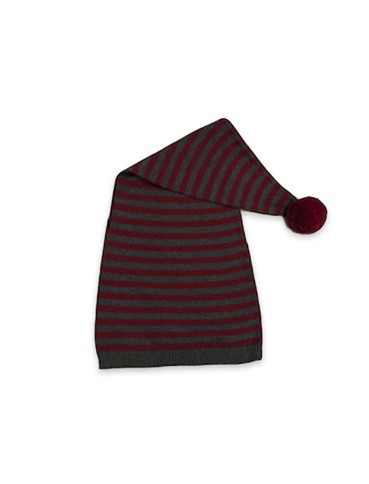 Smallstuff - Pixie Hat with Stripes - Dark Red and Grey - 3-5 Years