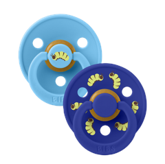 BIBS - Studio Colour Pacifier Caterpillar Mix 2 Pack - Breeze/Sonic - Size 2