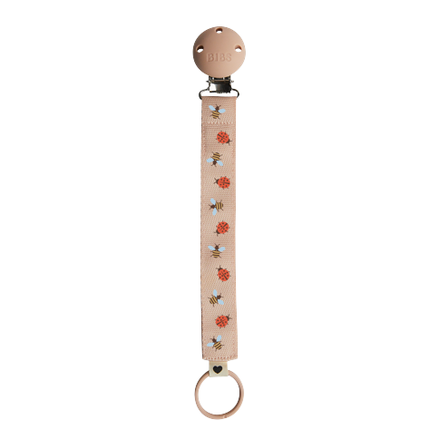 BIBS - Studio Pacifier Clip Ribbon Ladybug Bumblebee Caterpillar Mix - Blush - Onesize