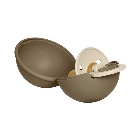 BIBS - Colour Pacifier Round Latex & Pacifier Case Mini - Vanilla / Dark Oak - Size 2