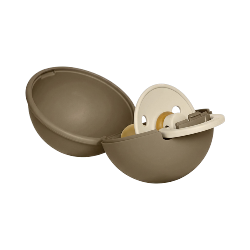 BIBS - Colour Pacifier Round Latex & Pacifier Case Mini - Vanilla / Dark Oak - Size 2