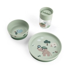 Done by Deer - Foodie Dinnerset mit 360° Becher Tiny trails - Grün