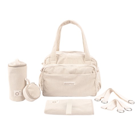 Doomoo - Doomoo Diaper Bag with 8 Accessories - Sand Corduroy - 24 liters