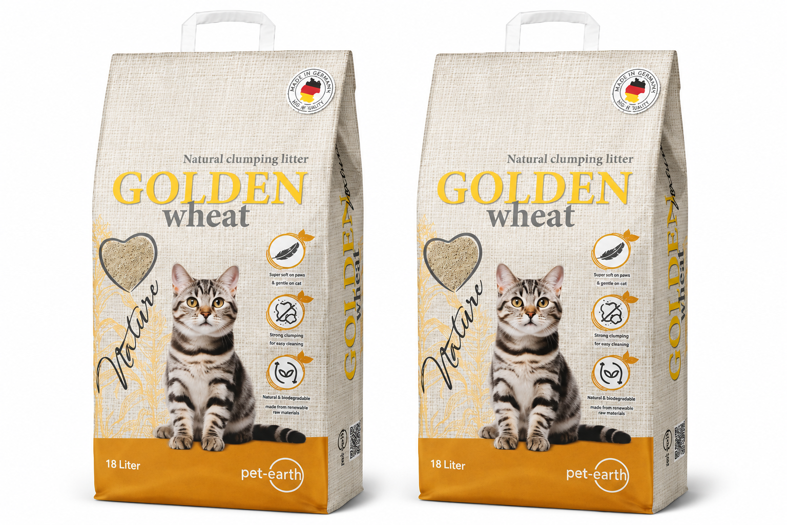 GOLDEN  2 x wheat - Nature -  Catlitter 18l