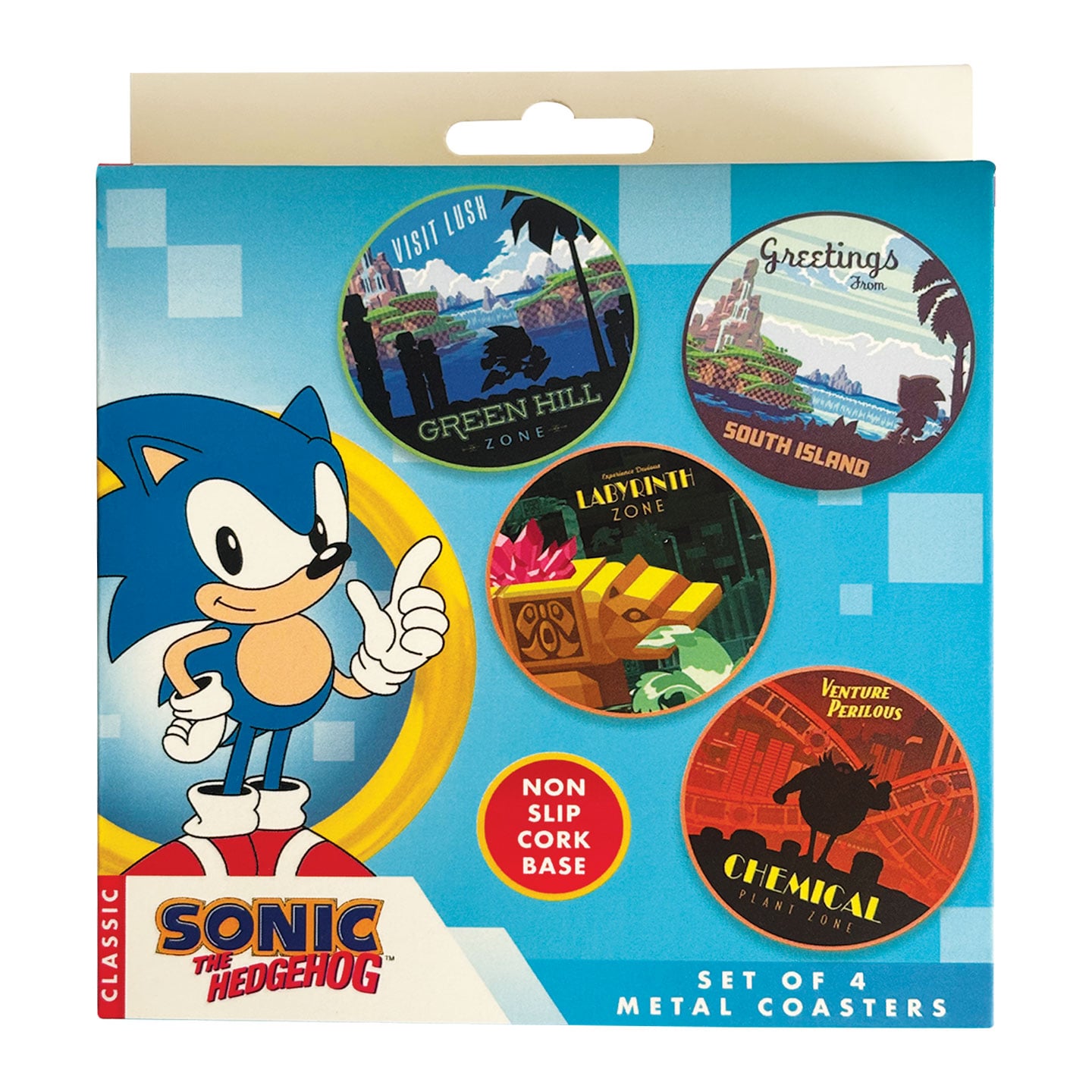 Sonic - Sonic The Hedgehog Printed Metal Location Coasters Set - 89mm