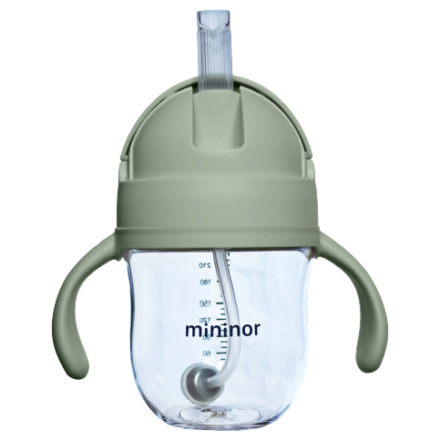 Mininor - Straw Bottle Tritan 220ml Willow Green