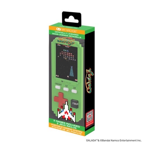 MY ARCADE - Pixel Pocket Pro Galaga Gaming System - 2-inch Full-Color Vertical Screen