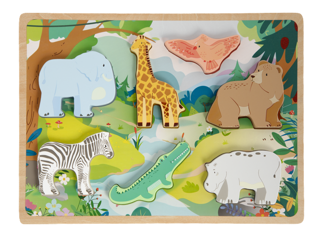 Moxy - 3D Wooden Puzzle, 7 pcs - Jungle