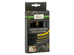 Nassau - Acrylic Paint Markers Gold & Sliver, 5 pcs (AR017005)