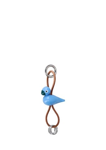Kay Bojesen - Vogel Schlüsselanhänger - Silberfarbenes Metall mit Naturleder Blau - 4.5 cm