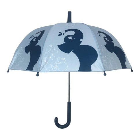 Follow the Duck - Umbrella with Elephant Print - Dusty Blue - 64 cm