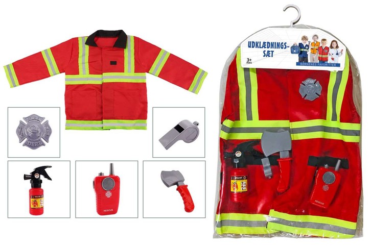 TOYMAX - Udklædningssæt brandmandsjakke rød med tilbehør (520219)