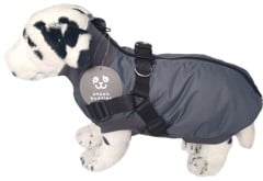 Peppy Buddy - Dog Jacket w. harness+zipper charcoal grey, XXL 55 cm