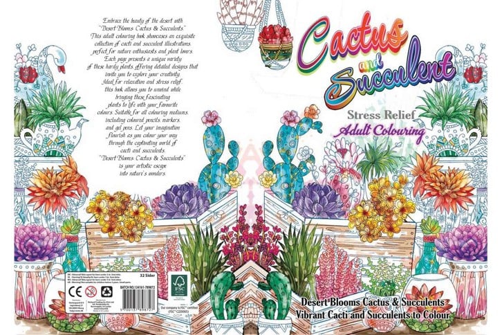 Hobby2You - Malebog A4 Cactus & Succulent 32 sider (789872)