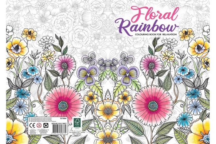 Hobby2You - Malebog A4 Floral Rainbow 32 sider (789877)