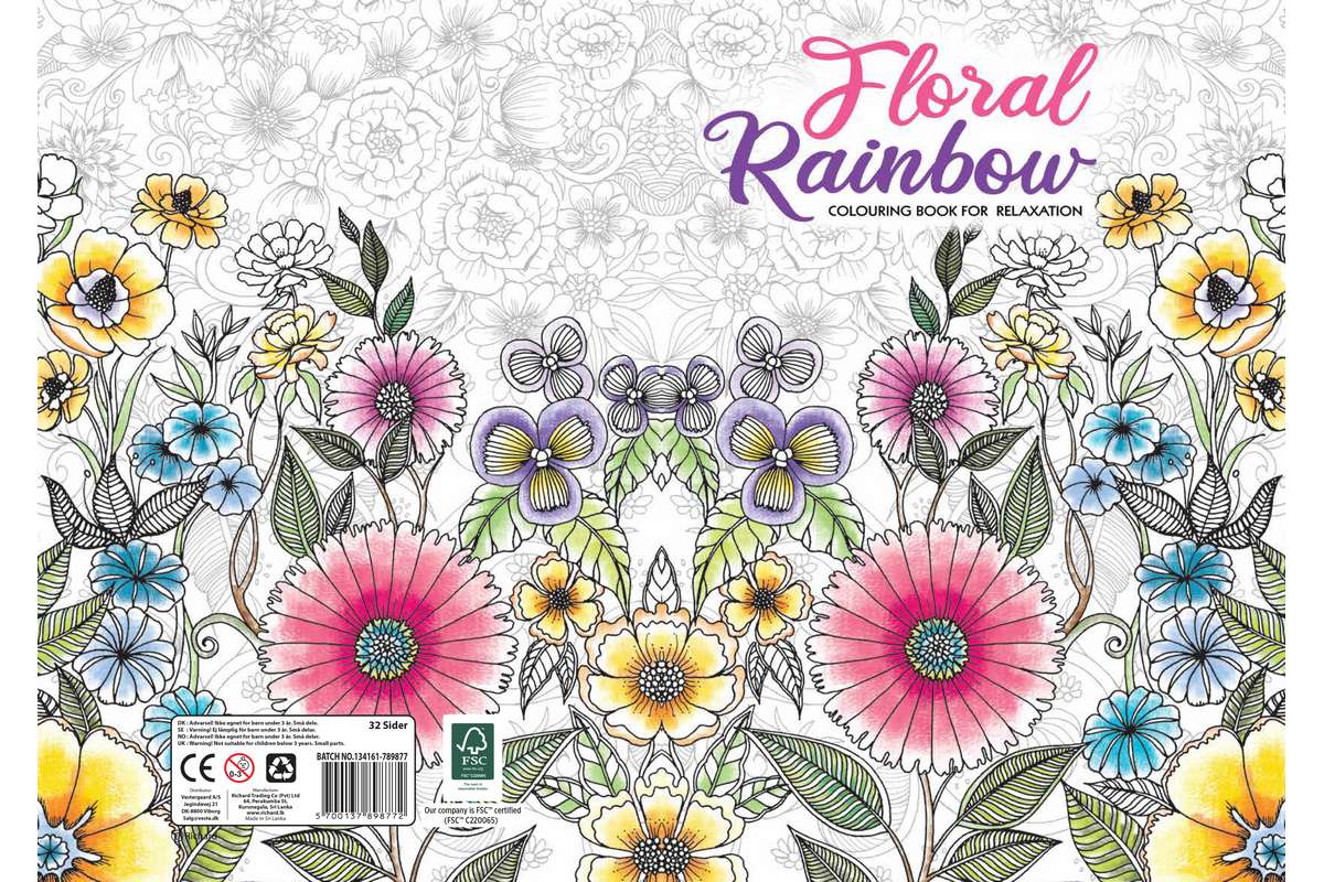 Hobby2You - Malebog A4 Floral Rainbow 32 sider