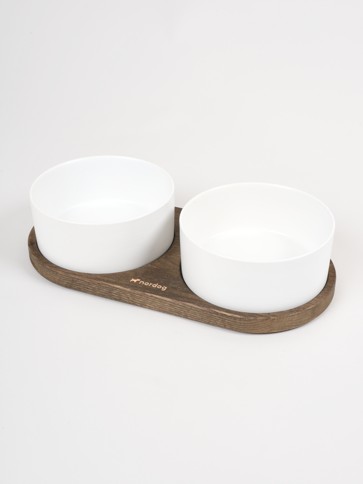 Nordog - Bowl Set Barcelona - Dark with White Bowls - Brown -36x18cm