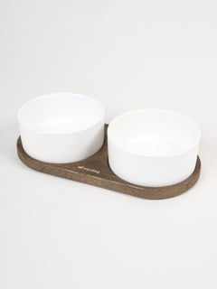 Nordog - Bowl Set Barcelona - Dark with White Bowls - Brown -36x18cm