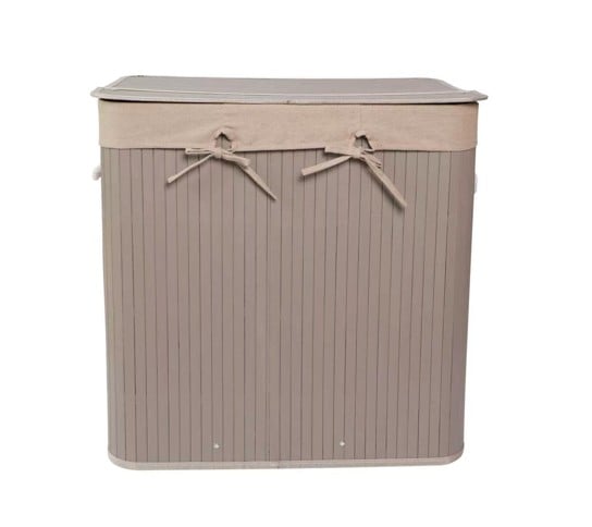 Scandinavian Collection - Bamboo Laundry Basket with 3 Compartments - Natural - 60x40x60cm