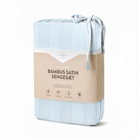 Luna Sleep - Noel Bamboo Satin Bedding - Nordic Blue - 140x200 cm duvet cover, 60x63 cm pillowcase