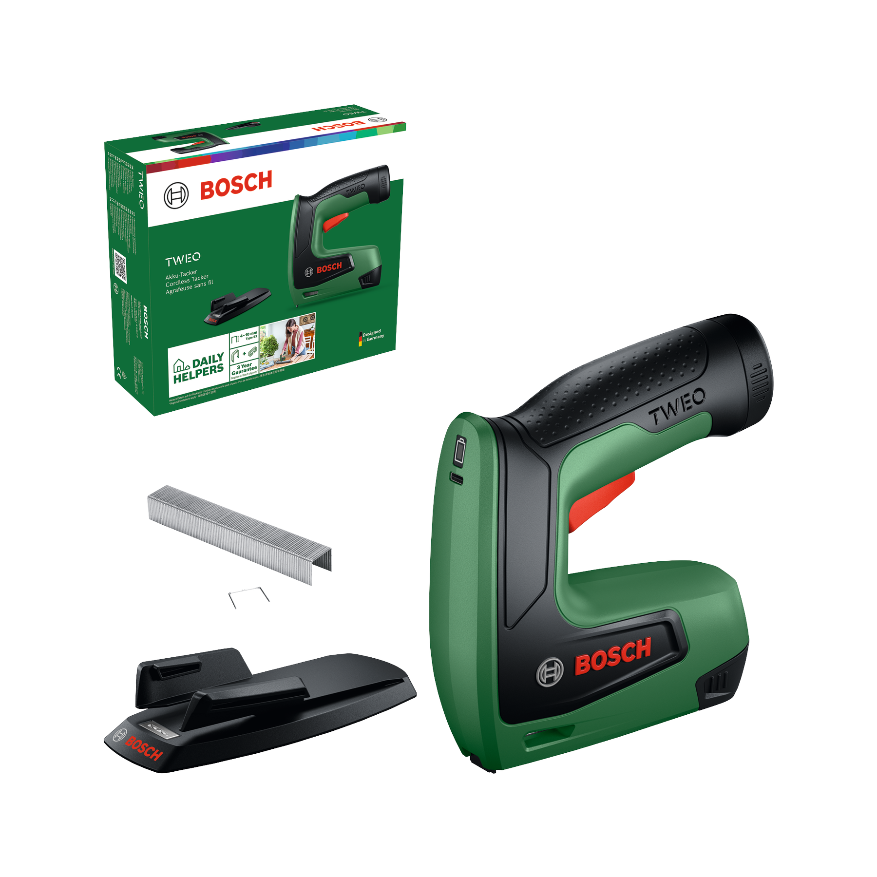 Bosch DIY - TWEO 4V 2Ah Hæftepistol med "Push + Release"-system
