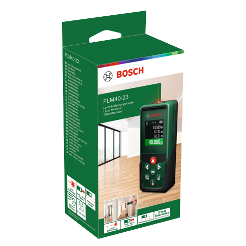 Bosch DIY - PLM 40-23 Laser-Entfernungsmesser mit Flächen- und Volumenberechnung bis 40m
