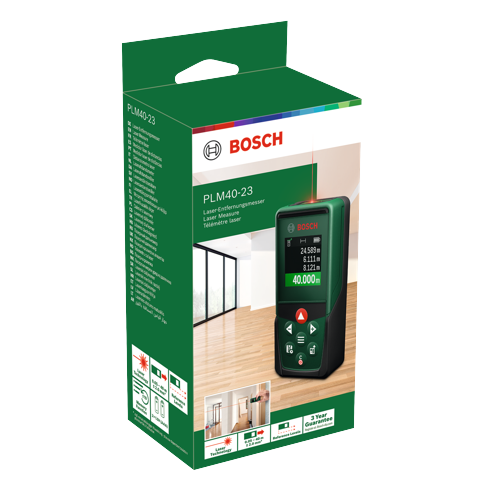 Bosch DIY - PLM 40-23 Laseravståndsmätare med Area- och Volymberäkning upp till 40m