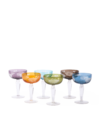 POLSPOTTEN - Peony Coupéglas - Flerfärgad - 155 ml - Set om 4