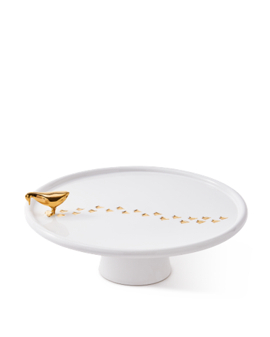 POLSPOTTEN - Walking Duck Servierteller - Ø30 cm - Gold/Weiß