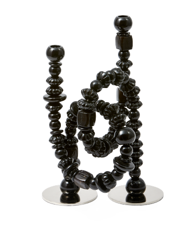 POLSPOTTEN - Beads Kerzenhalter - Schwarz
